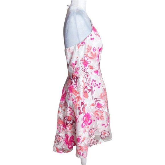 Alexia Admor NWT ALISON Halter Pink Embroidered Hi Low Dress Floral Womens SZ 8 - Picture 9 of 11